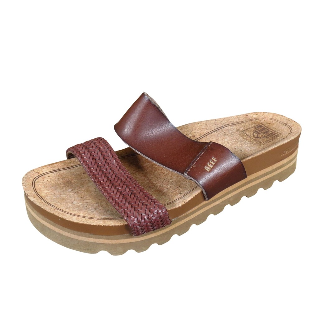 Reef Cushion Vista Hi Womens Platform Slide Sandals Size 9 Beach Brown Synthetic
